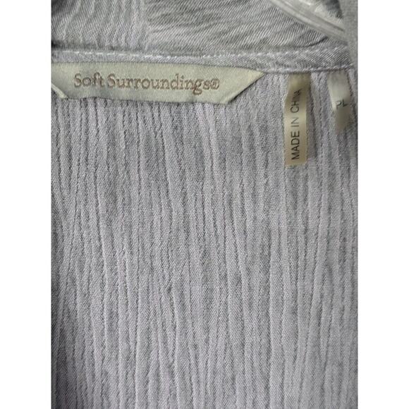 Soft Surroundings Blue Asymmetrical Gauze Tunic Top Cowl Neck Petite Large EUC - Picture 6 of 7